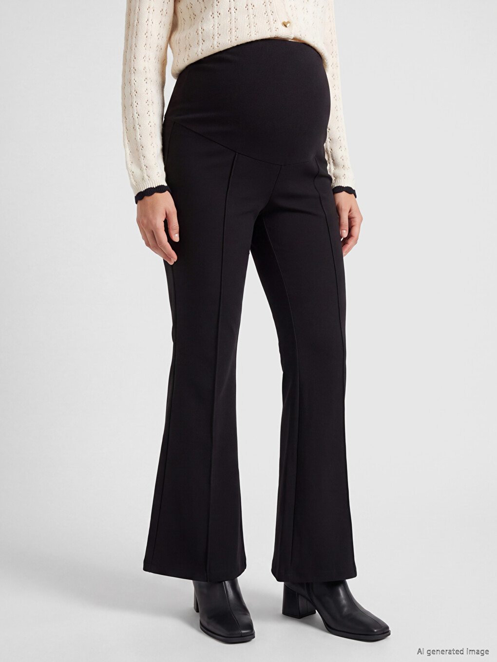 Belly Paneled Flare Women's Trousers-1