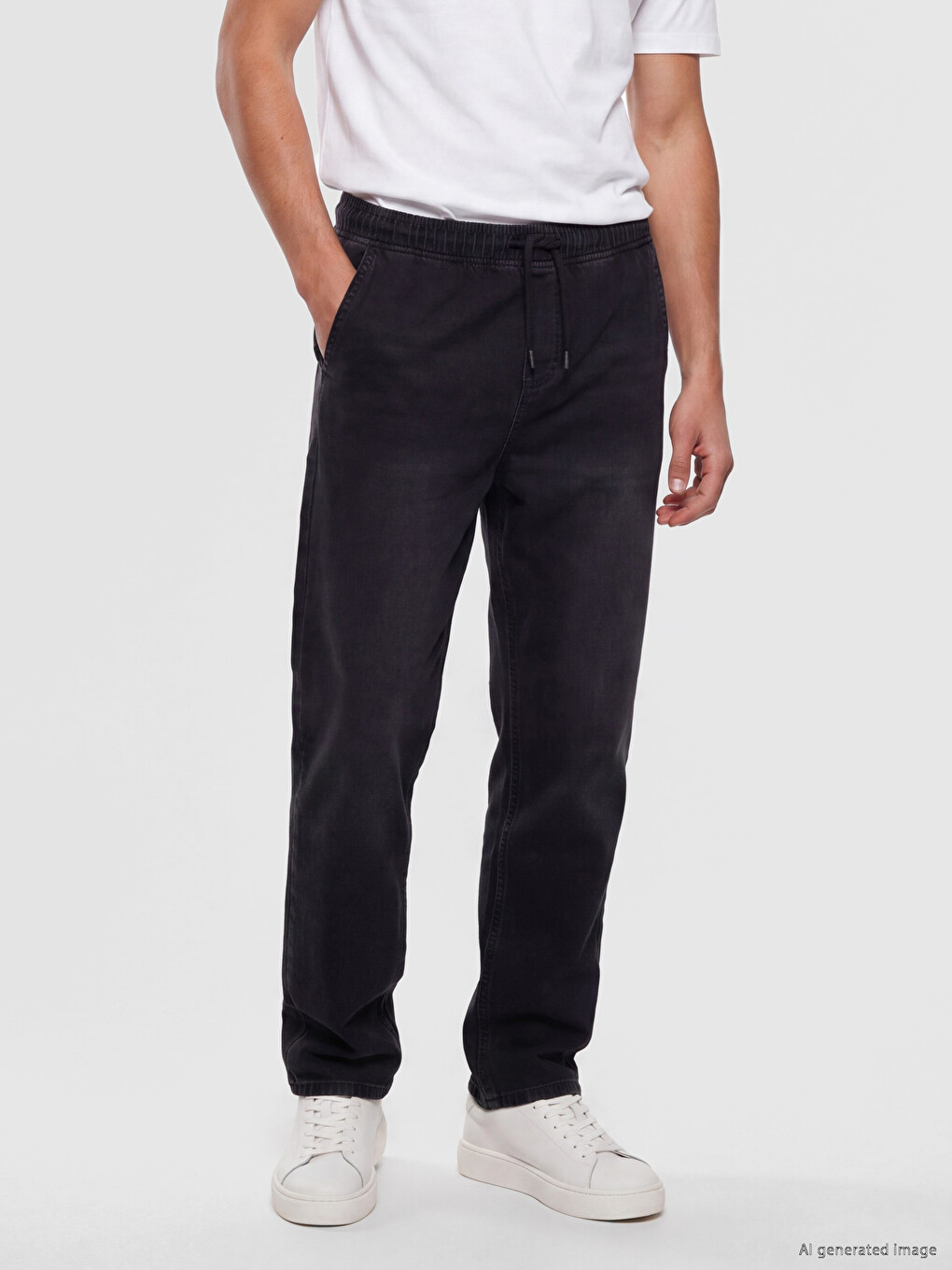 Siyah Baggy Fit Erkek Jean Pantolon