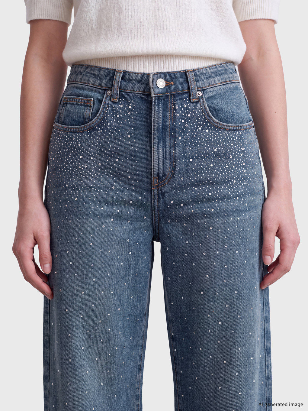 Rhinestone Embellished Wideleg Jean-2