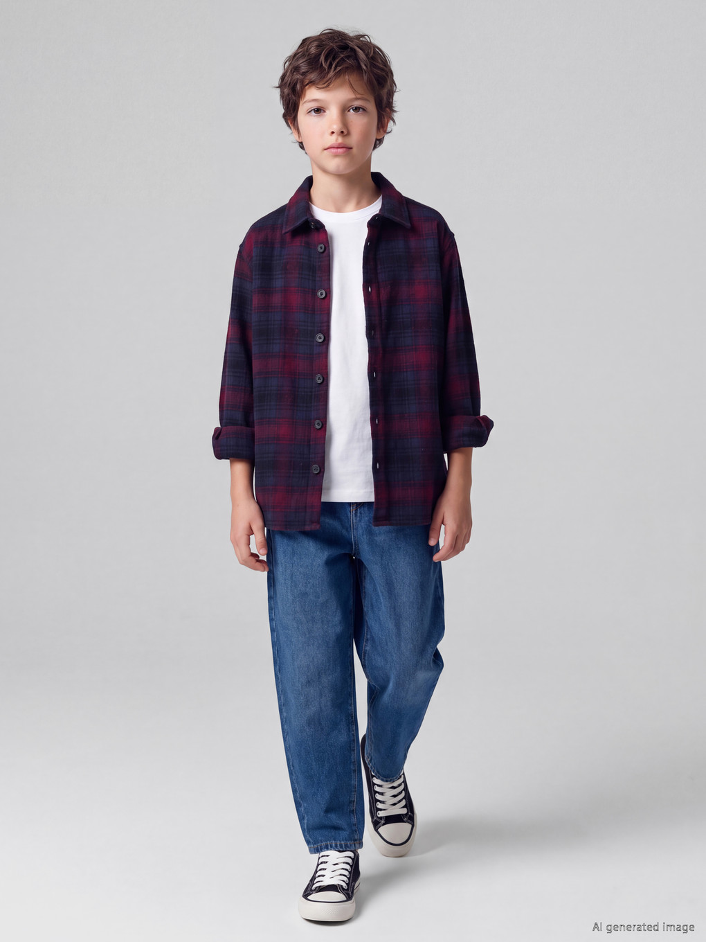 Plaid Gabardine Boys' Shirt-1