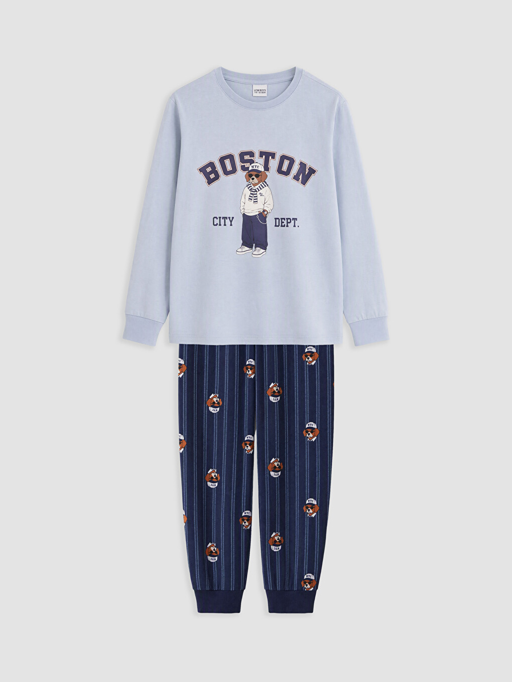 Mavi Bisiklet Yaka Erkek Çocuk Pijama Takım