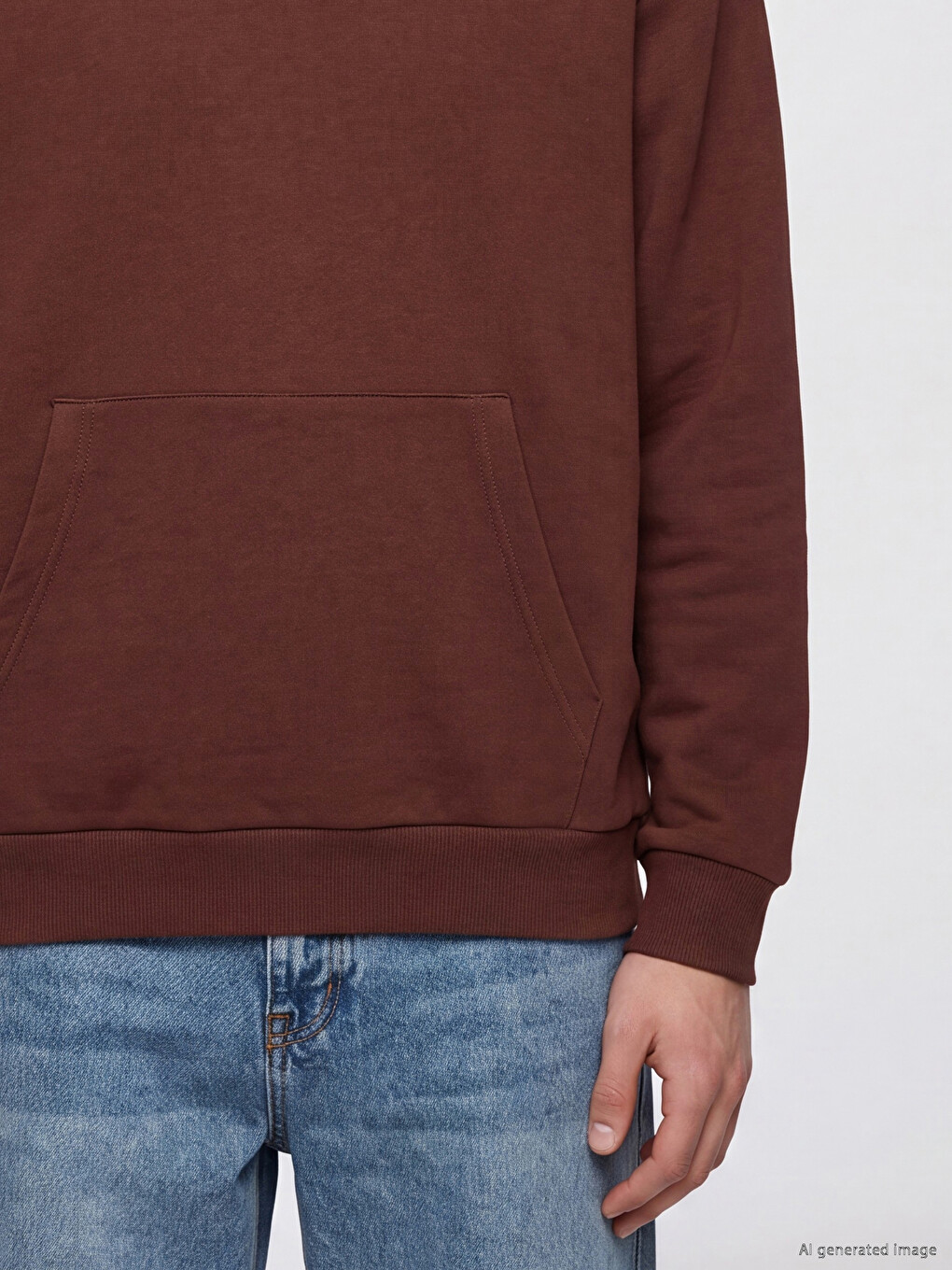 Kahverengi Kanguru Cepli Erkek Hoodie-2