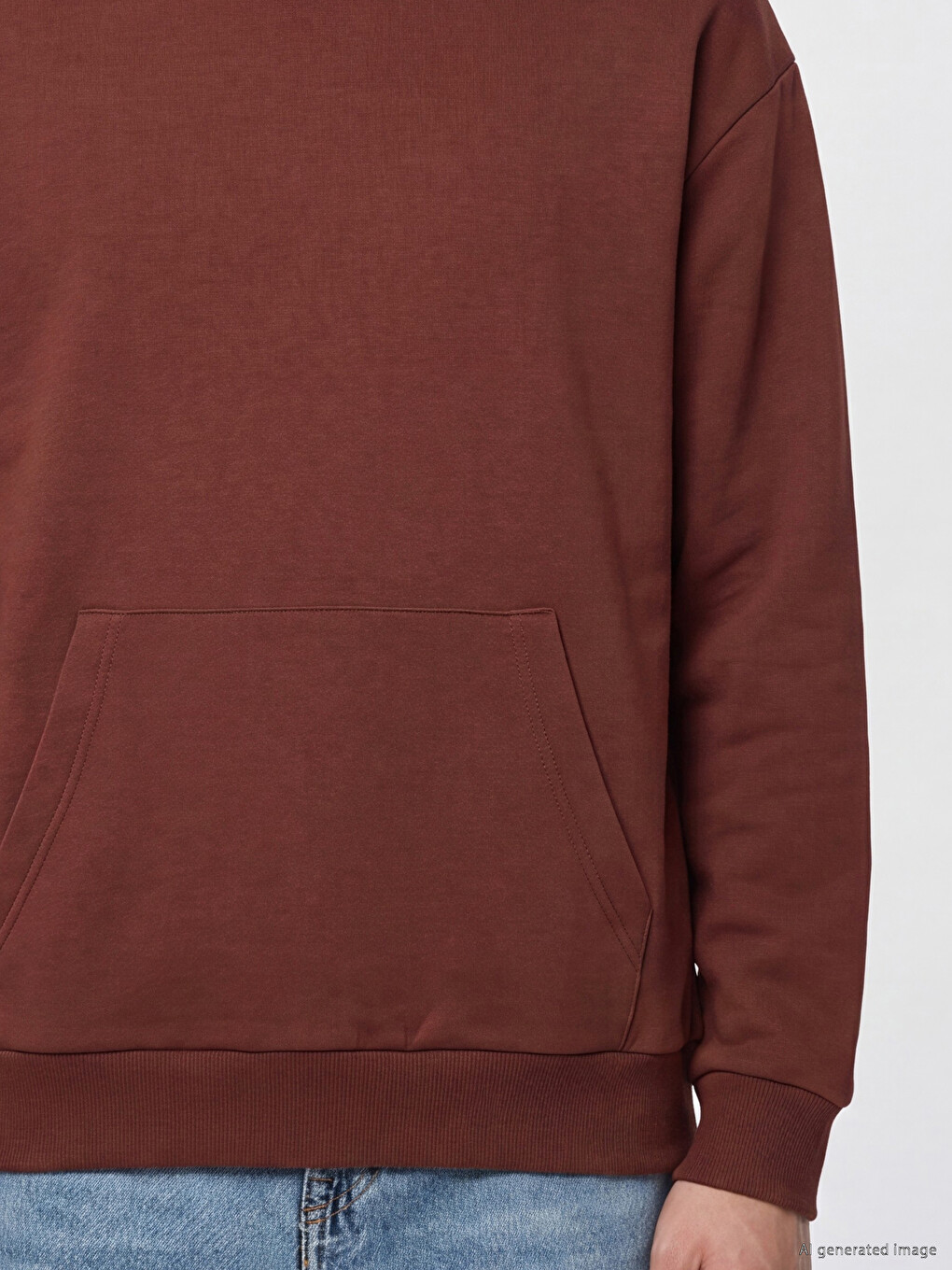 Kahverengi Kanguru Cepli Erkek Hoodie-2