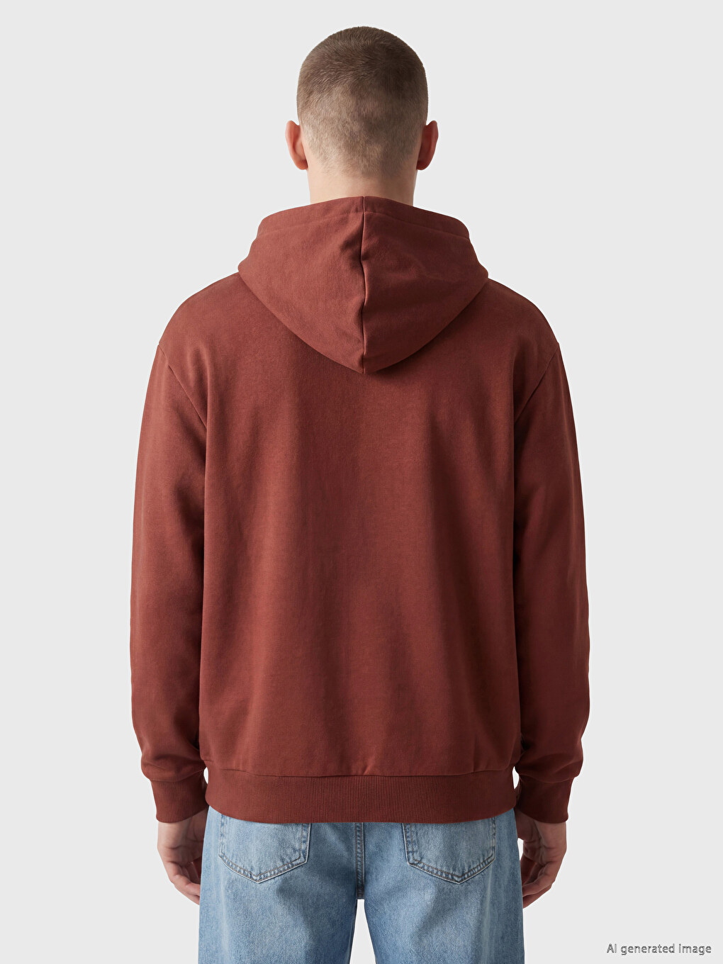 Kahverengi Kanguru Cepli Erkek Hoodie-3