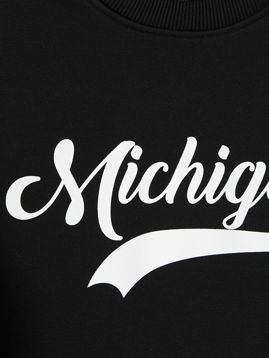 Siyah Bisiklet Yaka Michigan Baskılı Erkek Sweatshirt-5