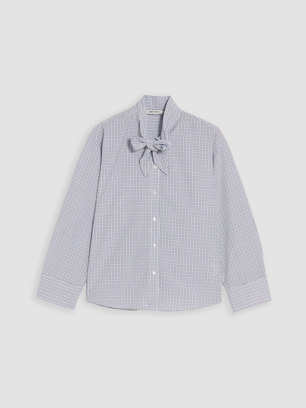 Tie Neck Plaid Oversize Women's Shirt