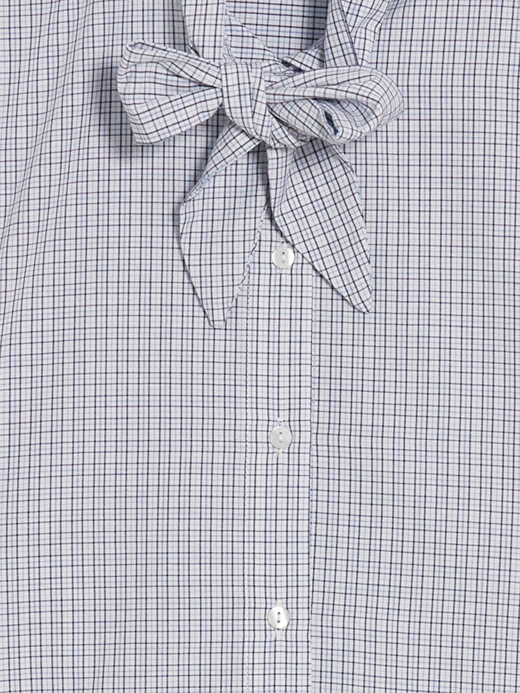Tie Neck Plaid Oversize Women's Shirt-1