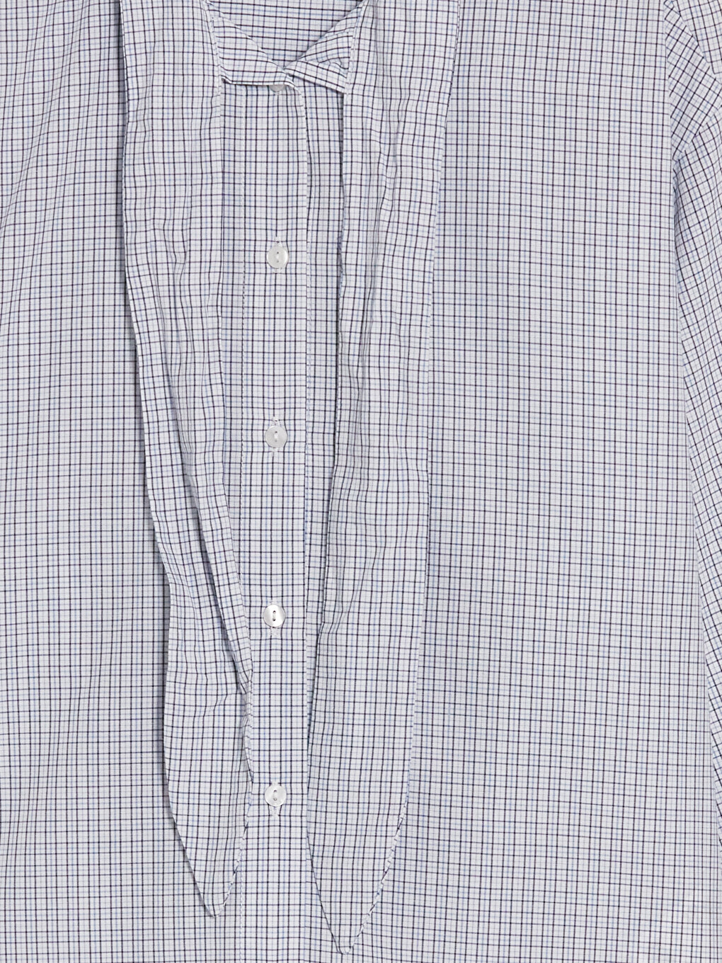 Tie Neck Plaid Oversize Women's Shirt-4