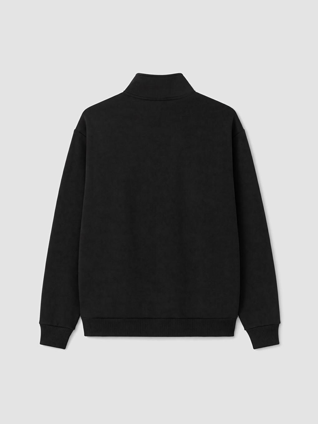 Siyah Fermuarlı Dik Yaka Baskılı Erkek Sweatshirt-7