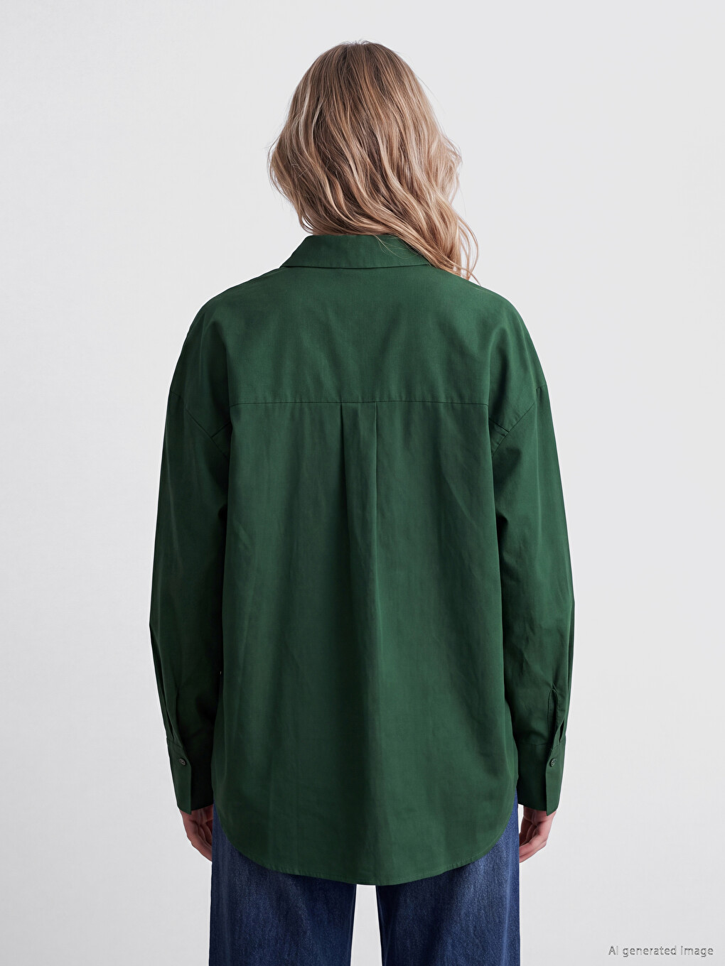 Yeşil Oversize Kadın Gömlek-3
