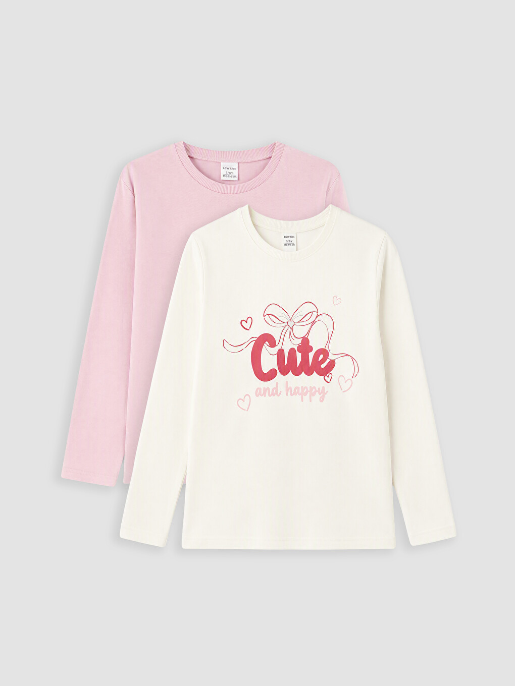 Pembe Bisiklet Yaka Baskılı Kız Çocuk 2'li Tişört