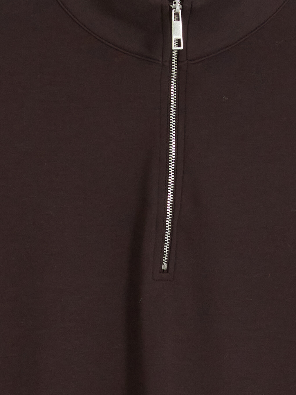 Kahverengi Dik Yaka Soft Touch Kadın Sweatshirt-5