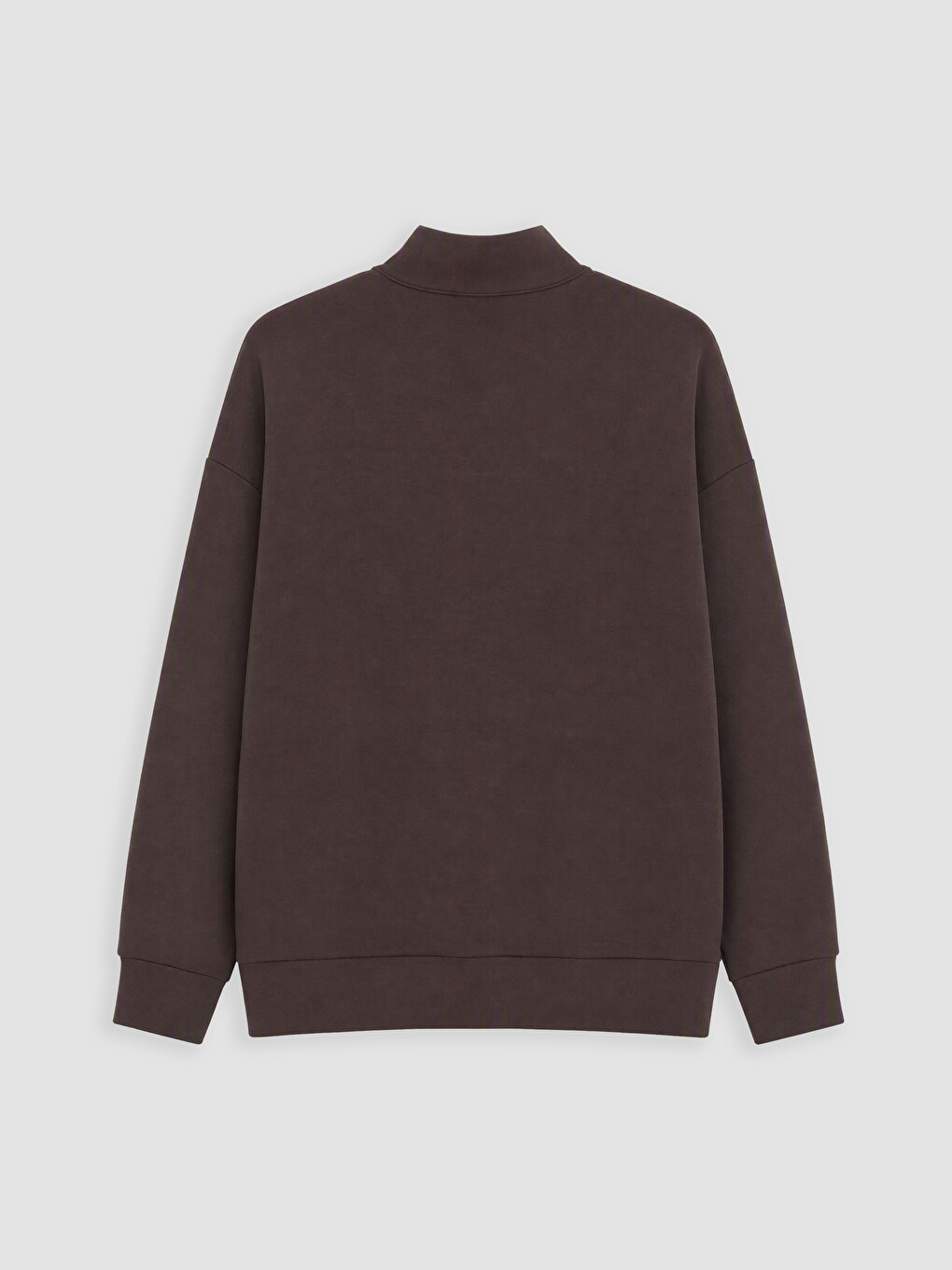 Kahverengi Dik Yaka Soft Touch Kadın Sweatshirt-6
