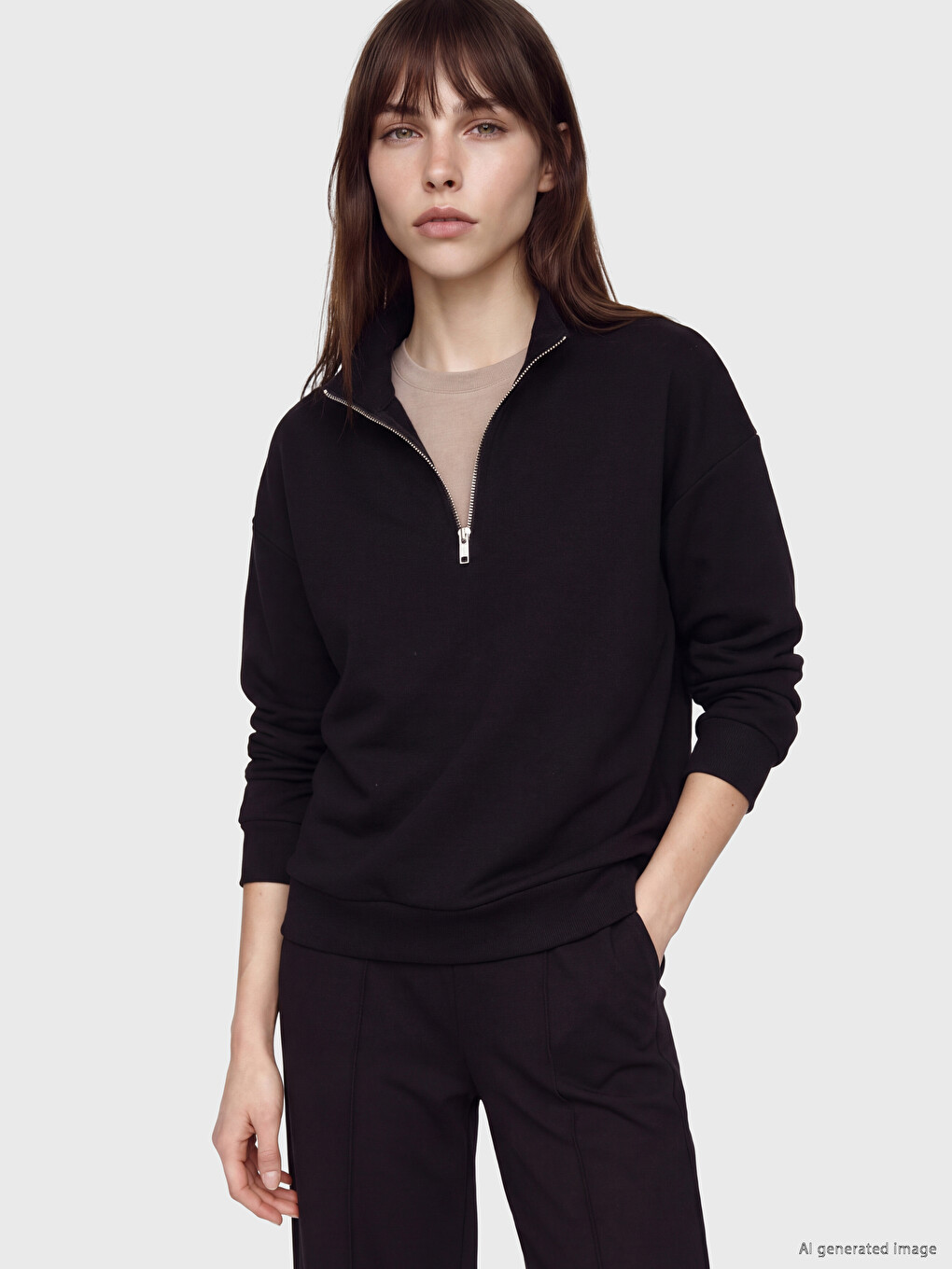 Mock Neck Soft Touch Women's Sweatshirt-1