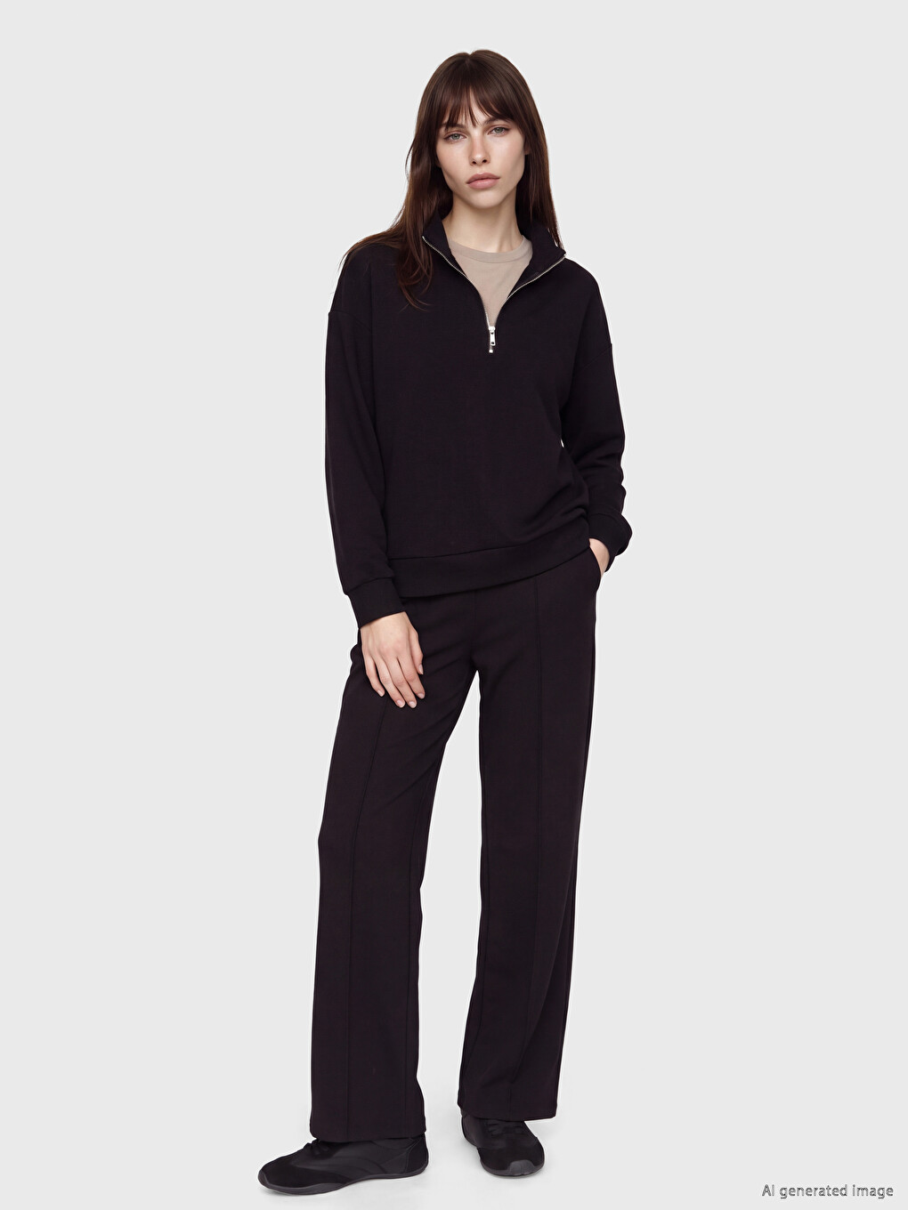 Mock Neck Soft Touch Women's Sweatshirt-2