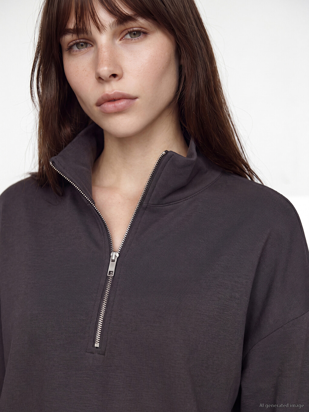 Mock Neck Soft Touch Women's Sweatshirt-2