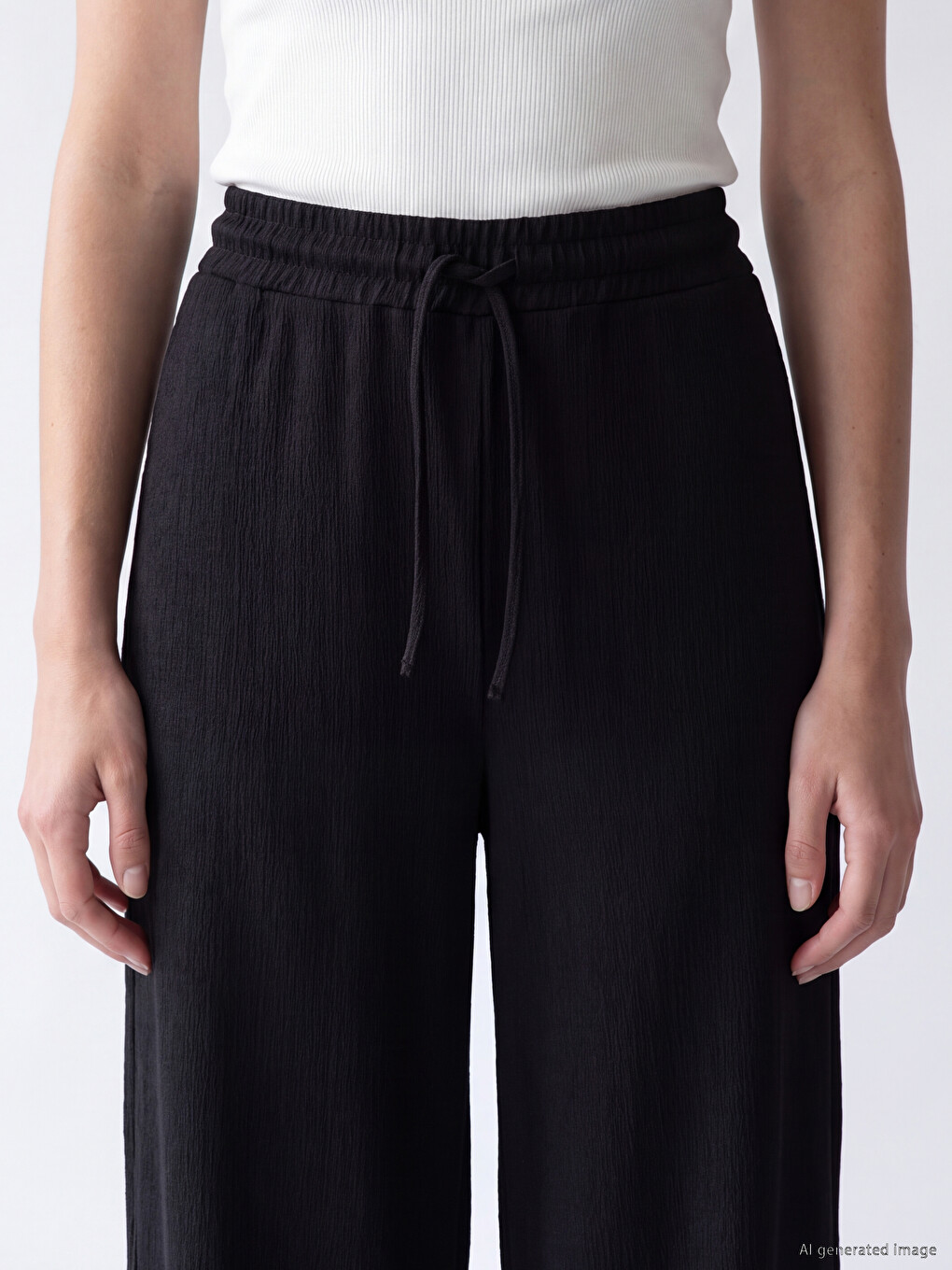 Pantaloni Texturați Cu Talie Elastică Pentru Femei-2