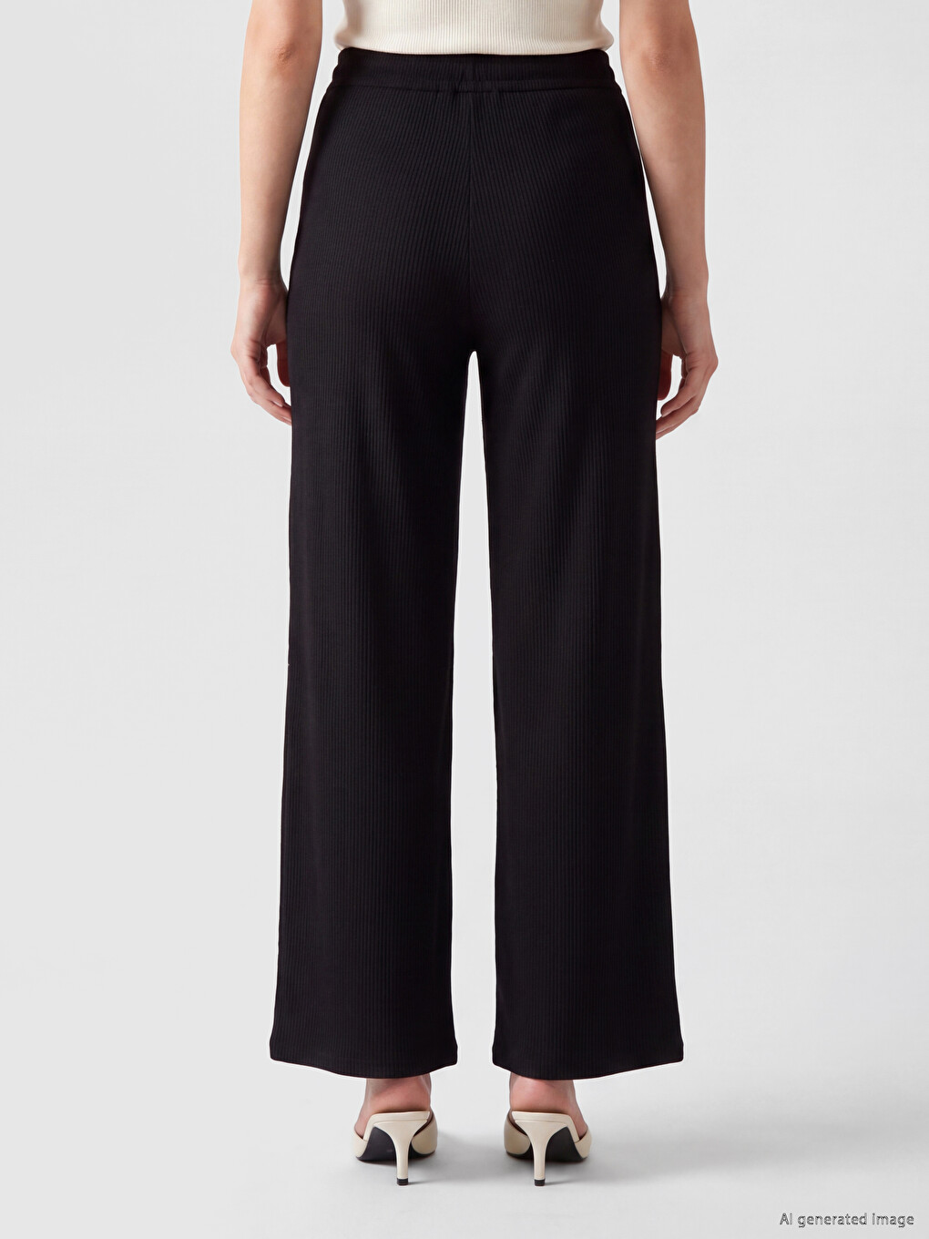 Pantaloni Texturați Cu Talie Elastică Pentru Femei-3