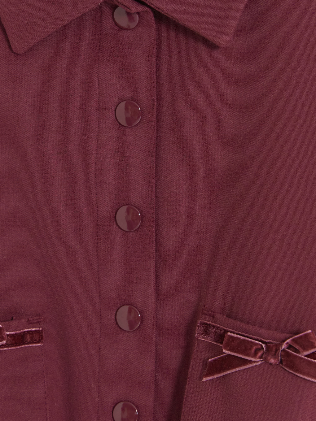 Bordo Gömlek Yaka Gabardin Kız Çocuk Ceket-2