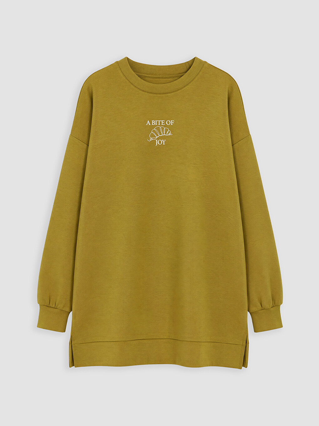 Yeşil Soft Touch Baskılı Kadın Sweatshirt Tunik-4