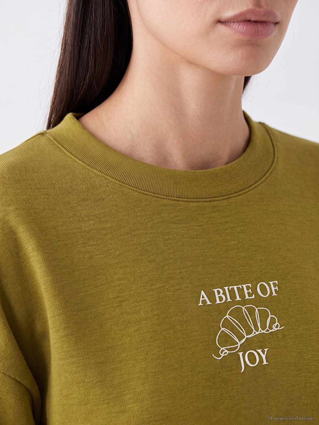 Yeşil Soft Touch Baskılı Kadın Sweatshirt Tunik-2