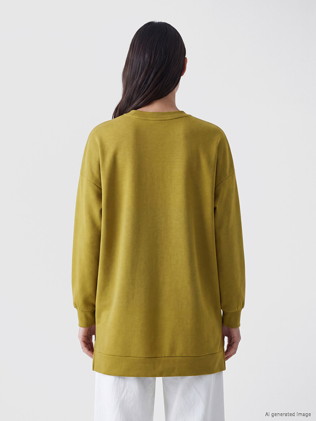 Yeşil Soft Touch Baskılı Kadın Sweatshirt Tunik-3