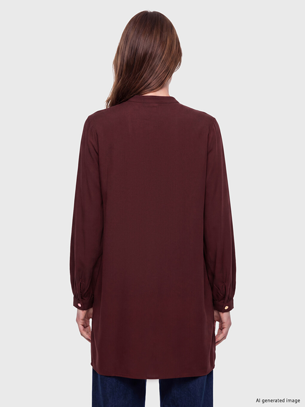 Grandad Collar Women's Shirt Tunic-3