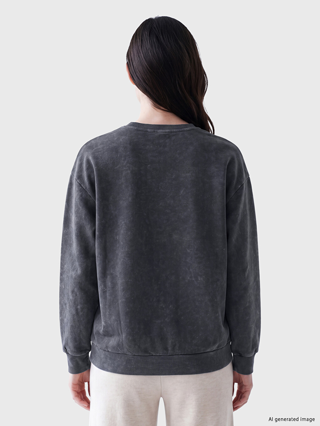 Mavi Bisiklet Yaka Taşlı Kadın Sweatshirt-3
