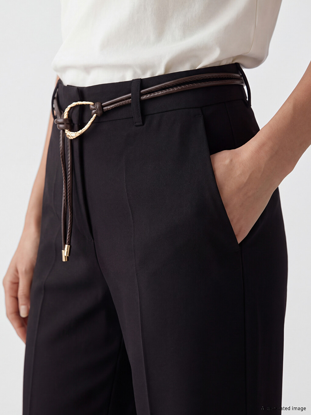 Ženske Zvonaste Pantalone Sa Kaišem U Struku-2