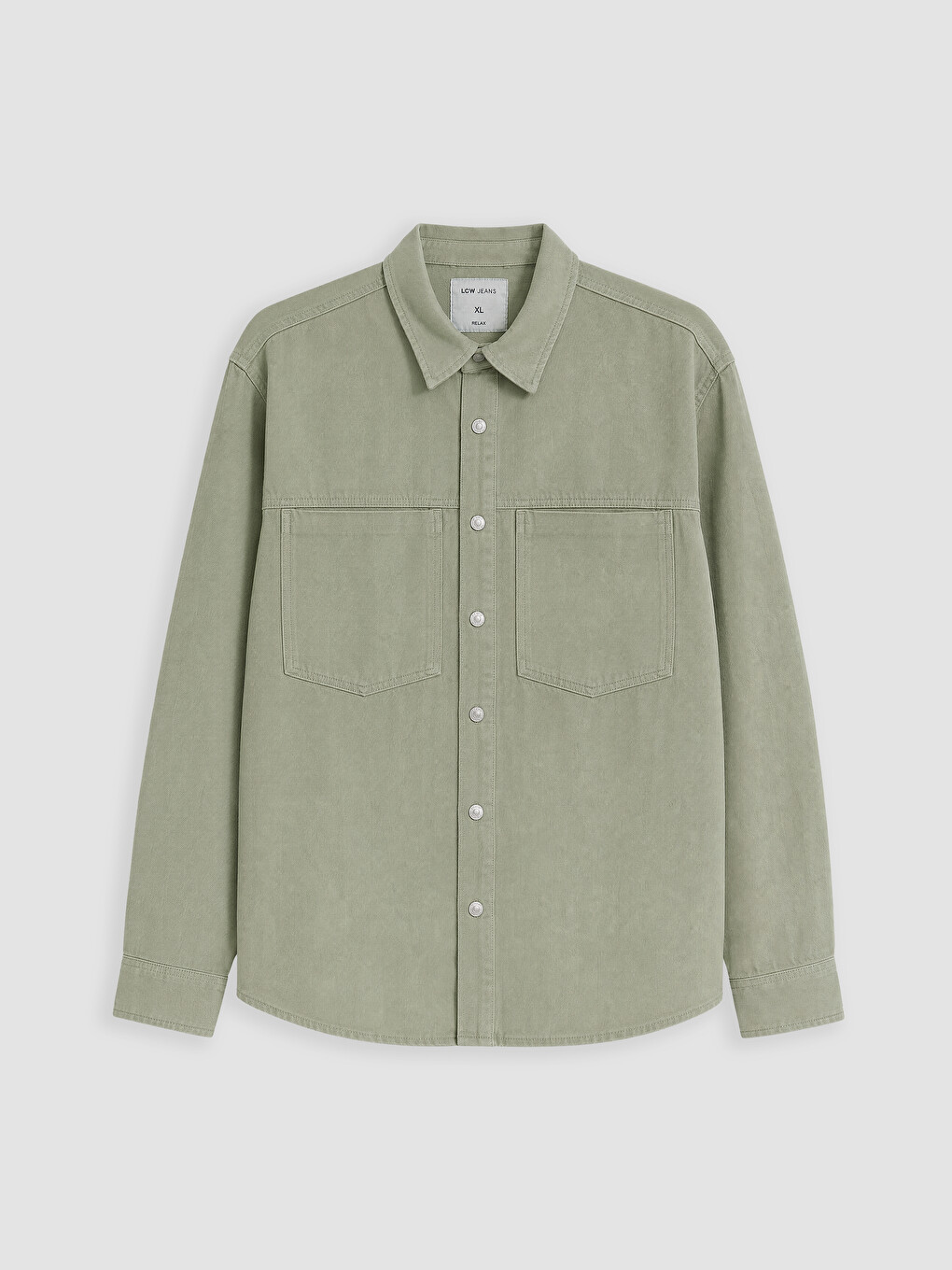 Man Khaki Denim Shirt-4