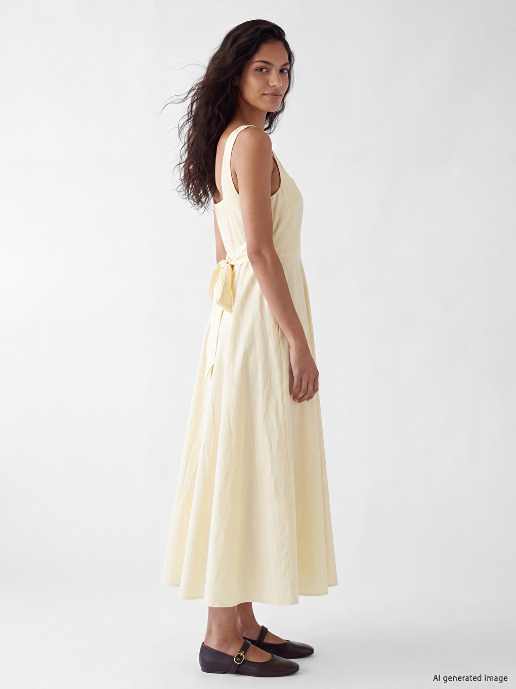 Square Neck Fitted Waist Dress