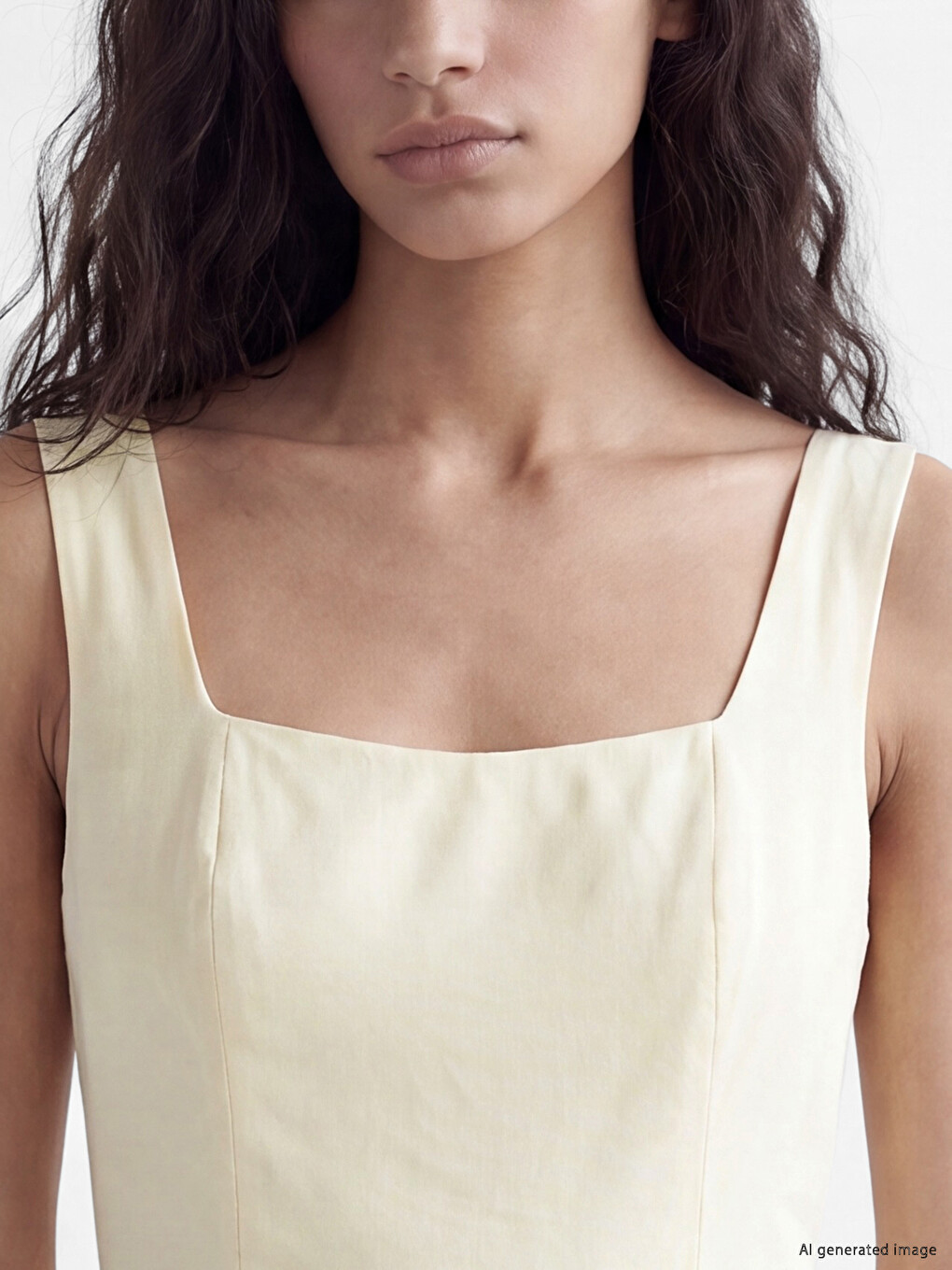 Square Neck Fitted Waist Dress-1