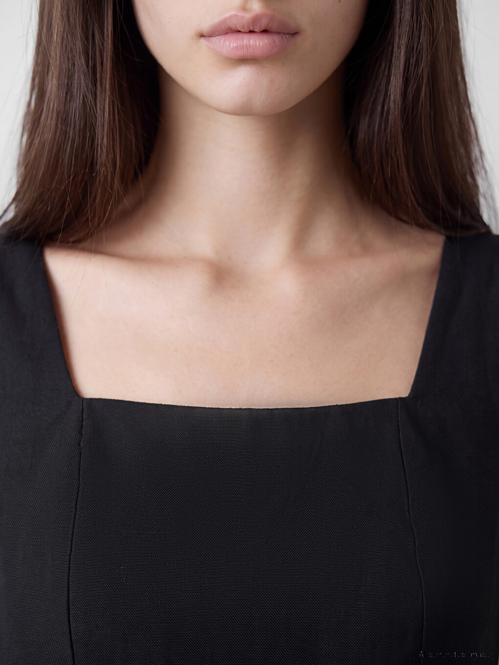 Square Neck Fitted Waist Dress-2