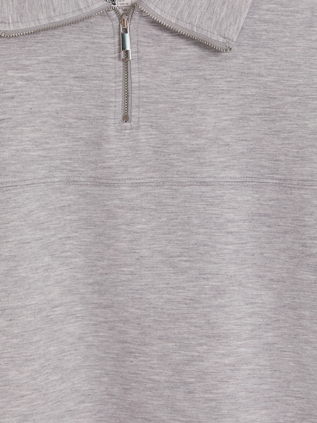 Gri Dik Yaka Oversize Kadın Sweatshirt-1