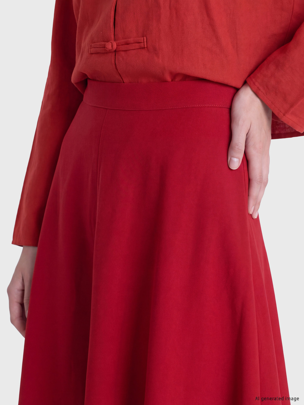 Waisted Zippered Flared Skirt-2