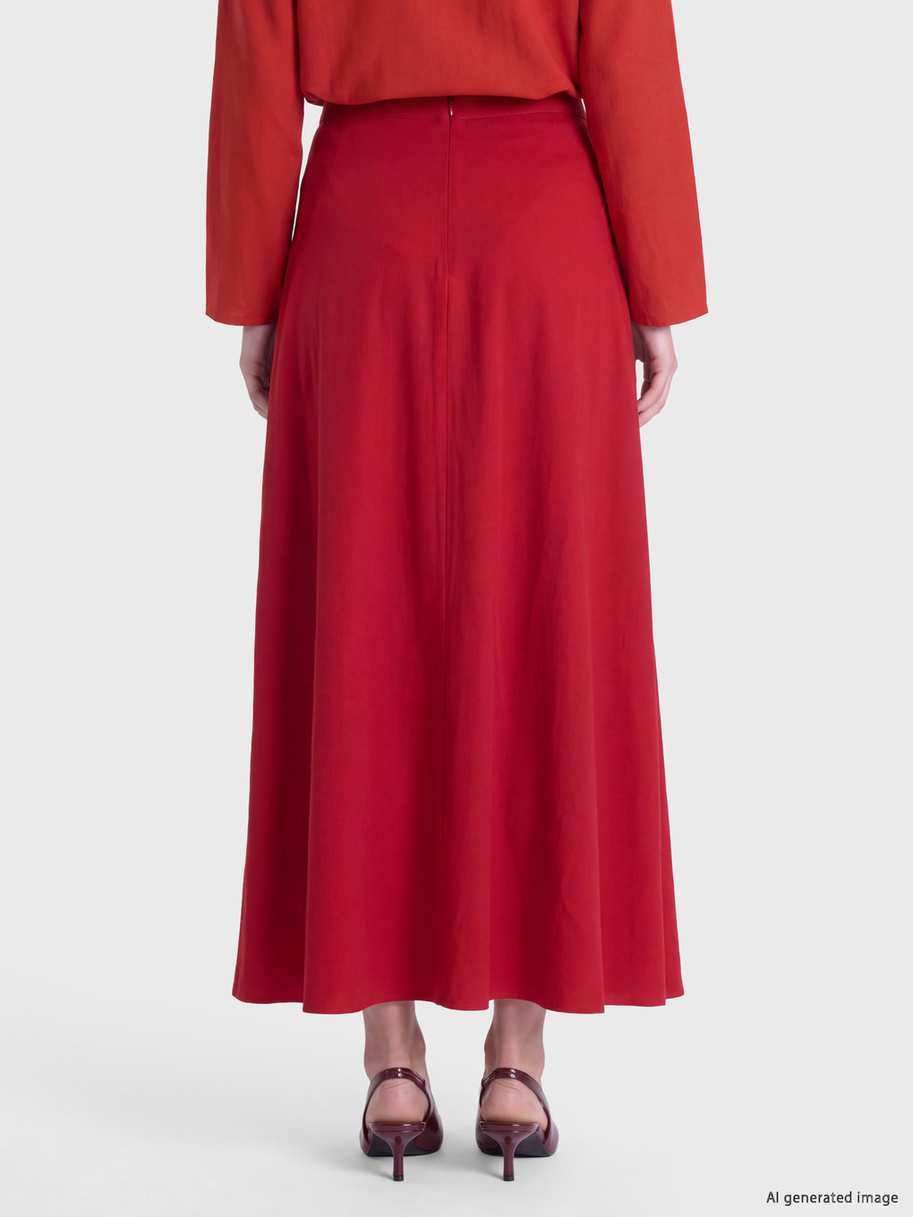 Waisted Zippered Flared Skirt-3