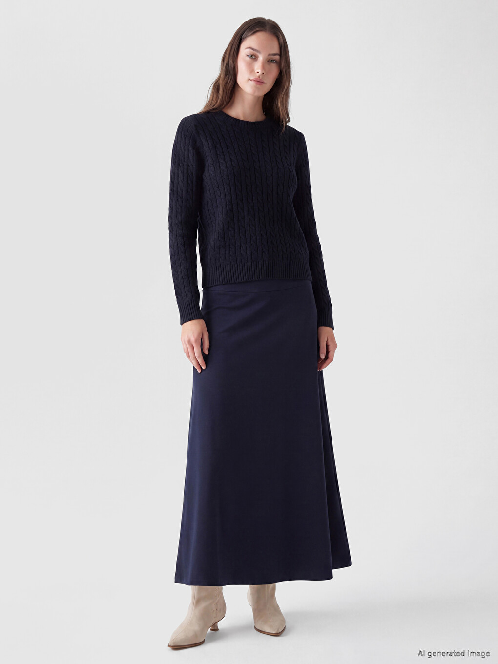 Elastic Waist A Line Skirt