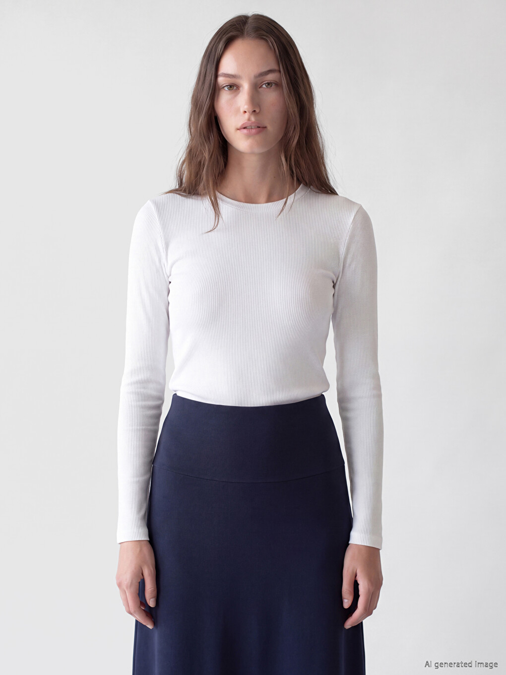Elastic Waist A Line Skirt-1