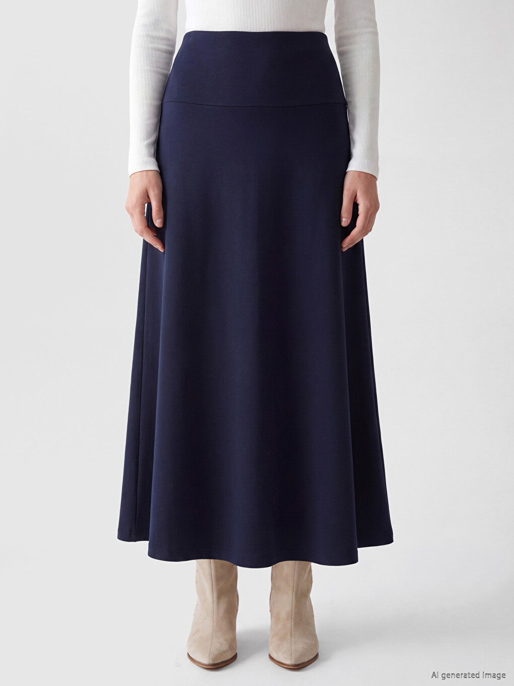 Elastic Waist A Line Skirt-2