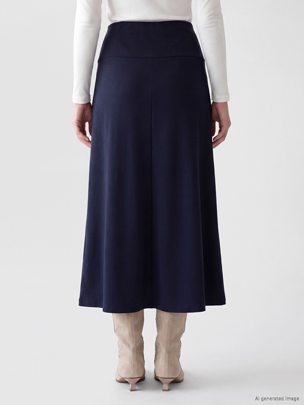 Elastic Waist A Line Skirt-3