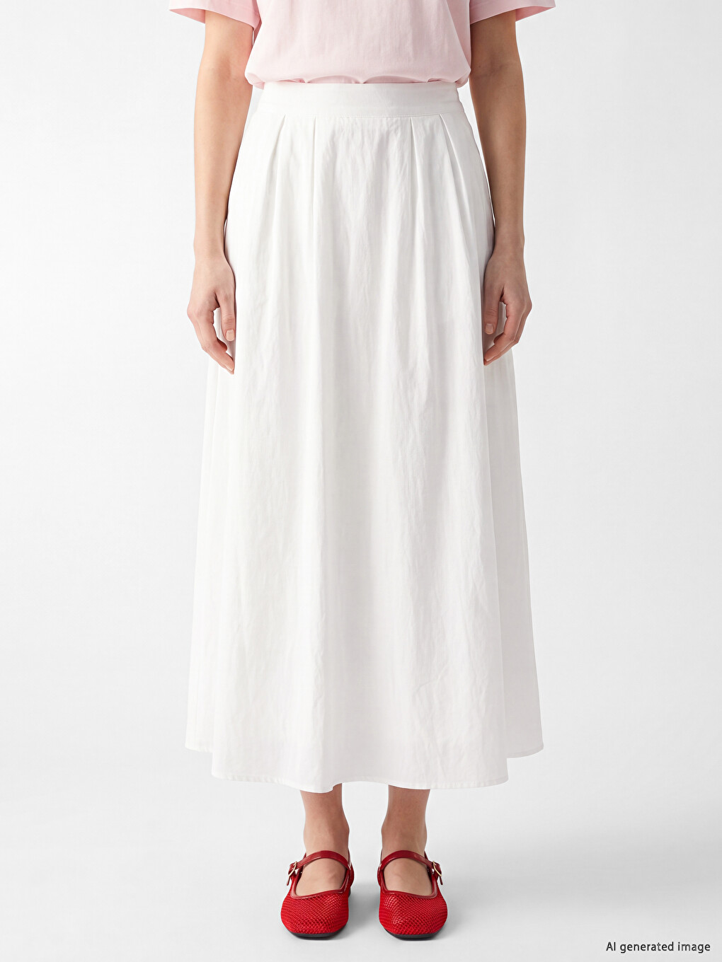Долга Разширена Сукња Со Еластичен Висок Струк За Жени-1