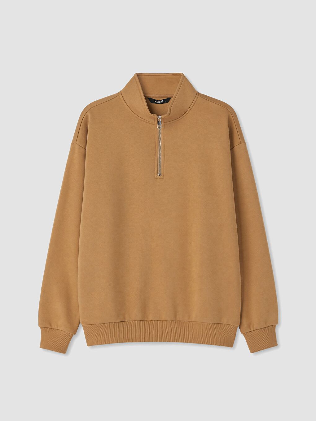 Sarı Yarım Fermuarlı Dik Yaka Erkek Sweatshirt-3