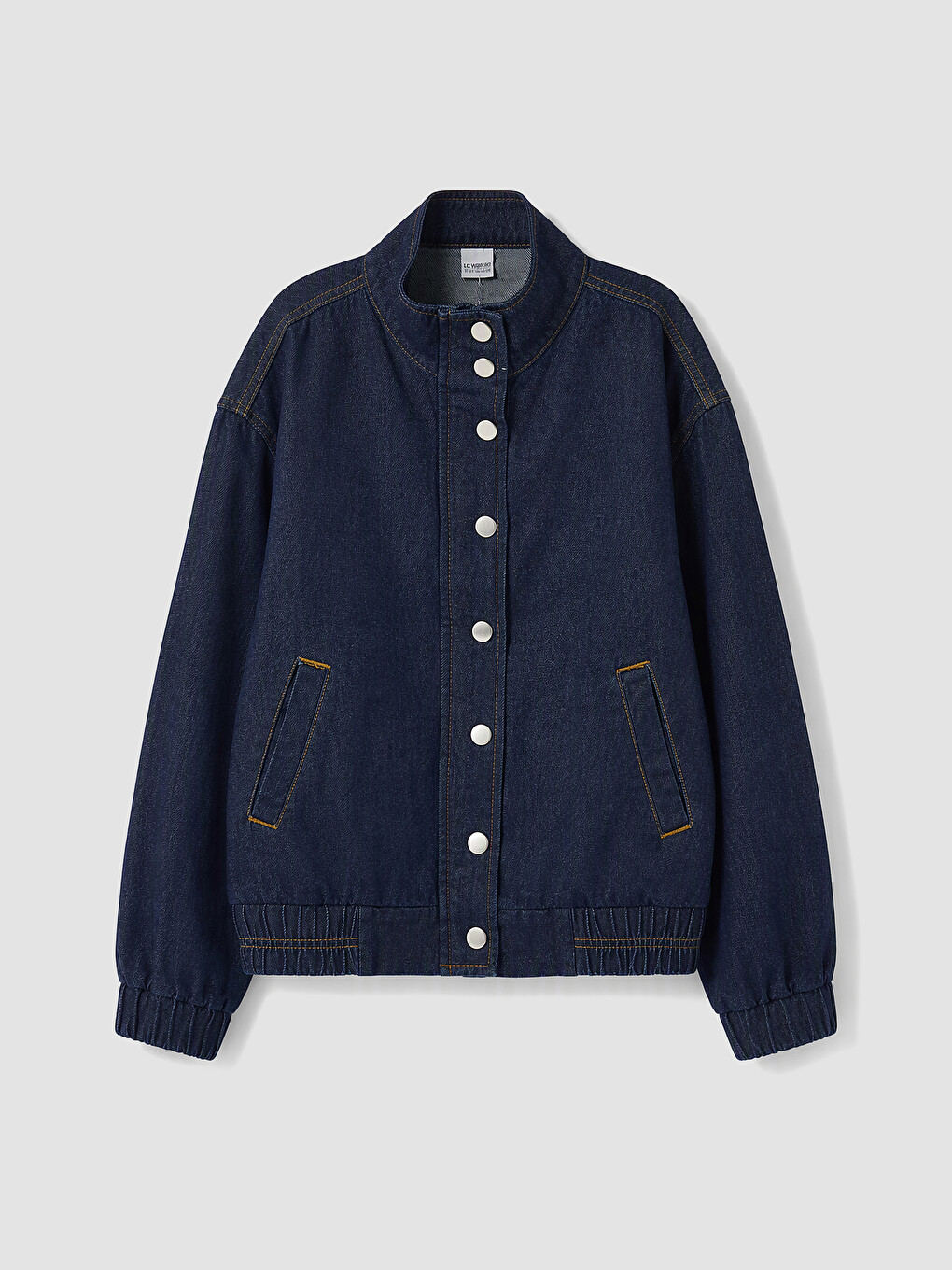 Mock Neck Girls' Denim Jacket-2
