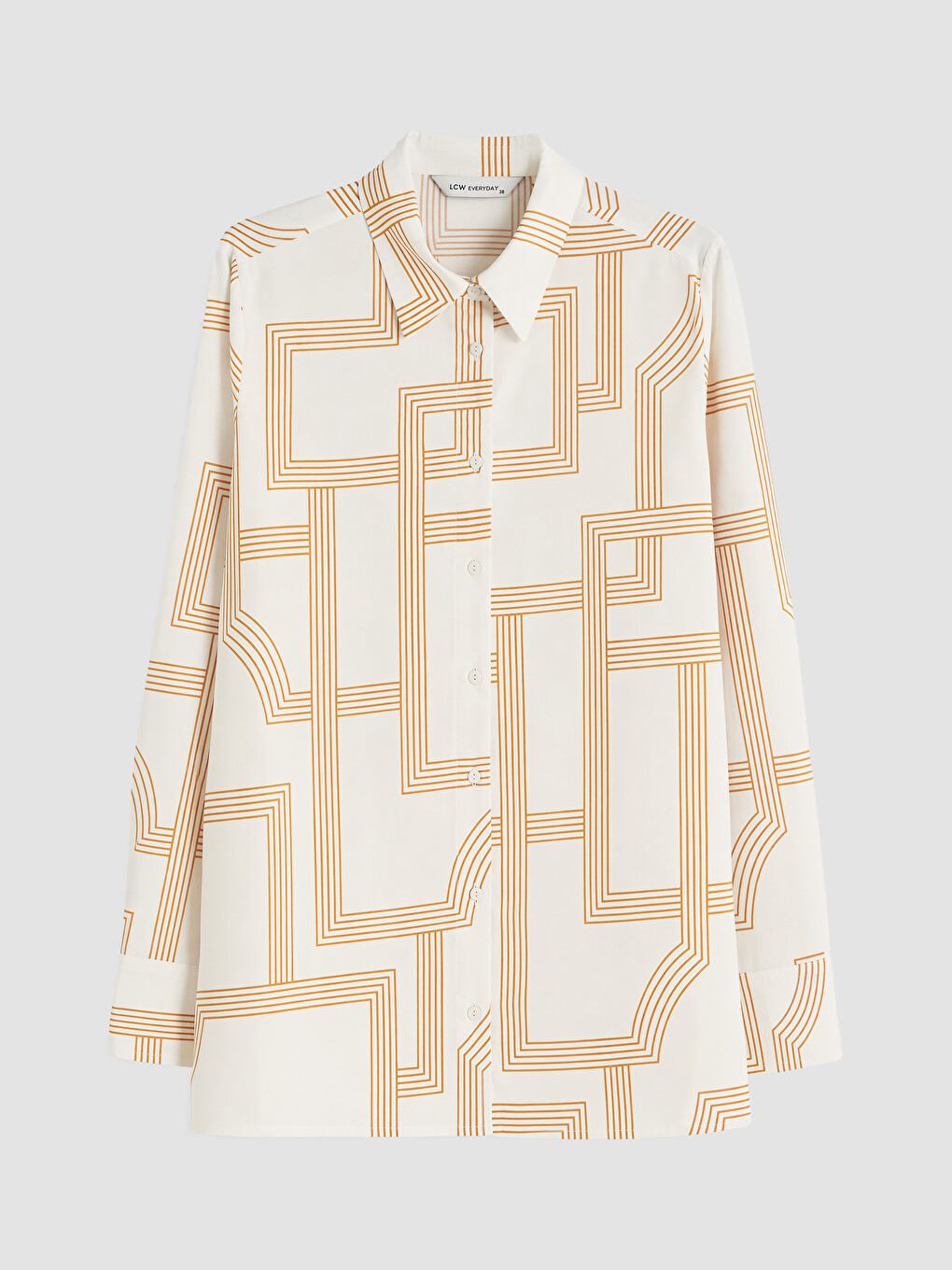 Patterned Oversize Poplin Women's Shirt-4