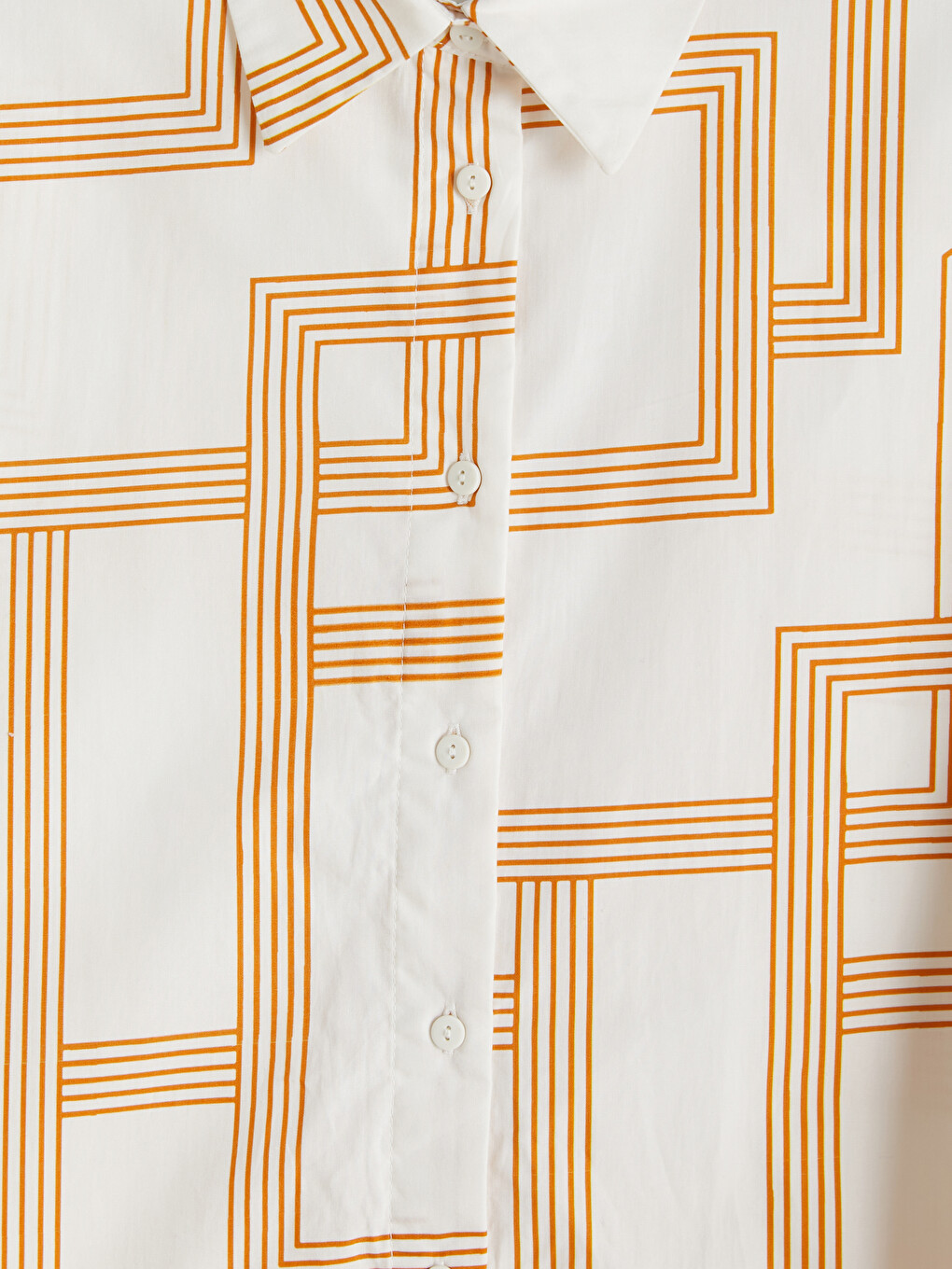 Patterned Oversize Poplin Women's Shirt-5