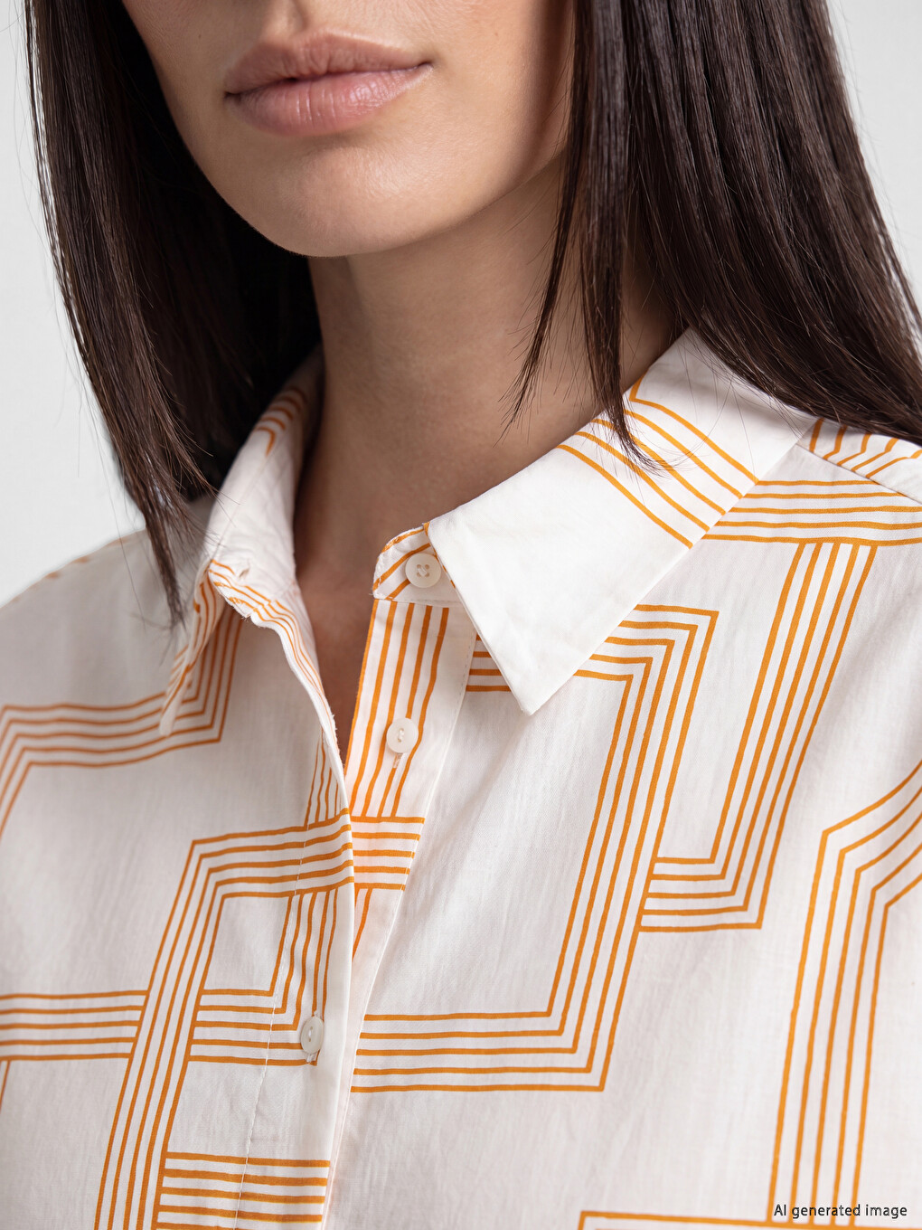 Patterned Oversize Poplin Women's Shirt-2