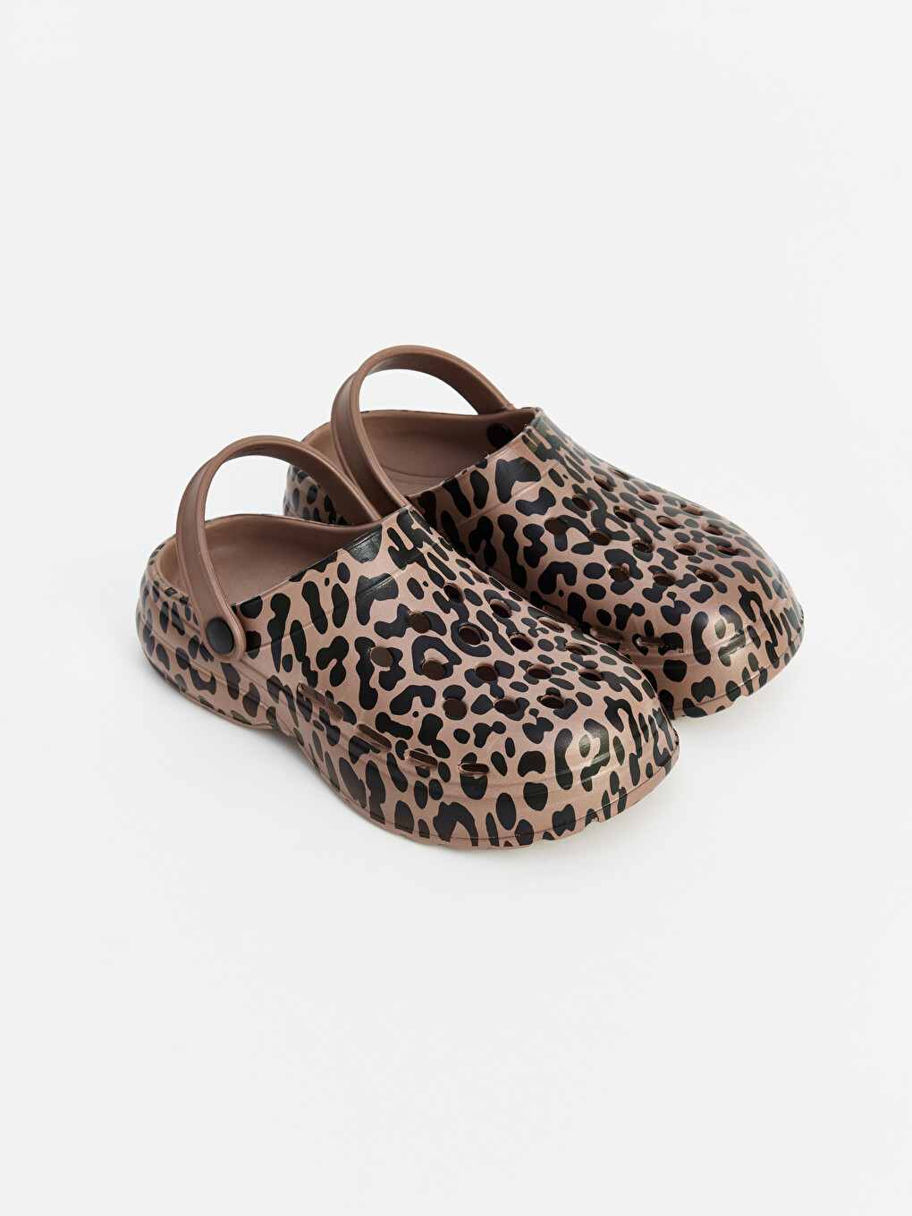 Kahverengi Leopar Desenli Kız Çocuk Sandalet