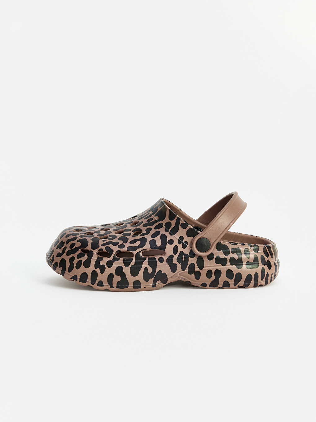Kahverengi Leopar Desenli Kız Çocuk Sandalet-1