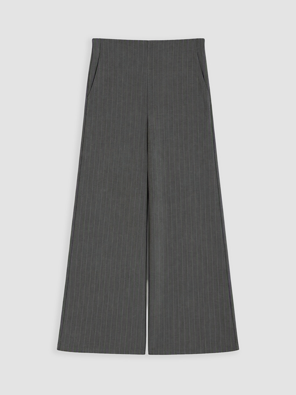 Haki Beli Lastikli Çizgili Soft Touch Kadın Pantolon-3