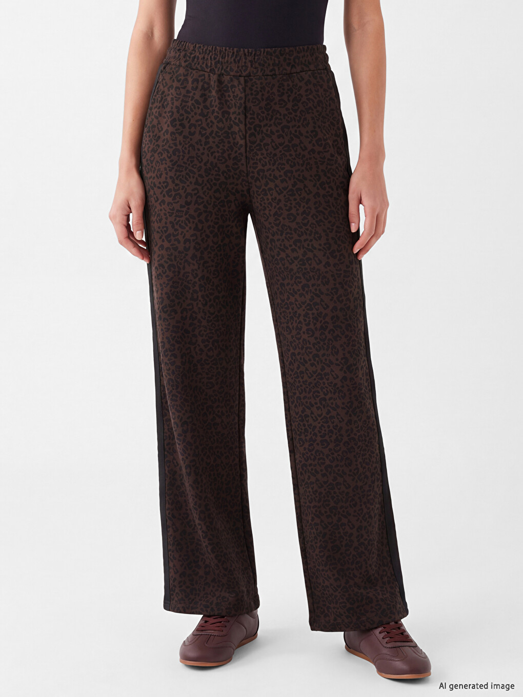 Elastic Waist Leopard Print Women's Trousers-1